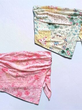 Milumia Strapless Floral Summer Mesh Ruched Tube Top Size Small